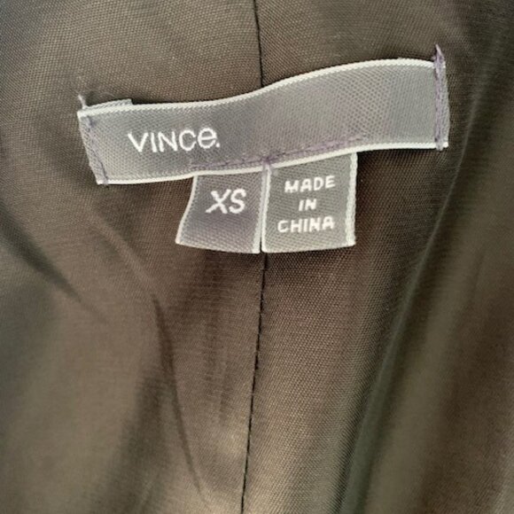 Vince Black Leather & Linen Asymmetric Moto Biker Vest - Picture 4 of 4